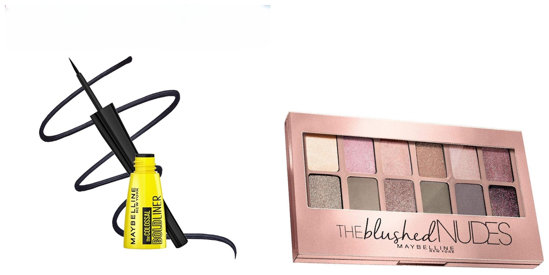 Maybelline New York The Blushed Nudes Palette Eyeshadow, 9g & Maybelline New York Colossal Bold Eyeliner, Black, 3g-image-49