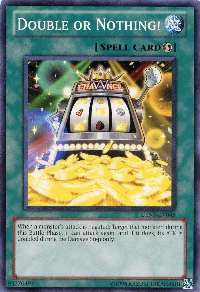 double or nothing card yugioh Amazon.com: YU-GI-OH! - Double Or Nothing! (GENF-EN046) - Generation Force  - Unlimited Edition