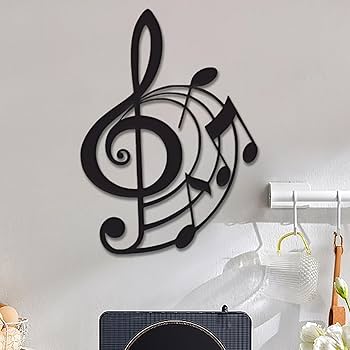 Amazon.co.jp: zwxqe 抽象音符 ウォールアート | メタル音符