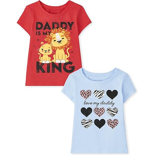 The Children's Place girls Multi Color Short Sleeve Graphic T shirt 2 Pack