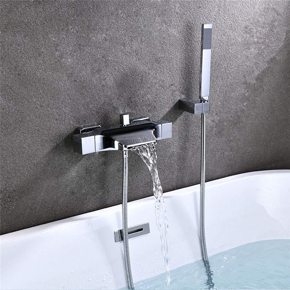 Miscelatore Vasca Da Bagno A Cascata - Doppia Uscita Acqua, Argento, Facile Installazione