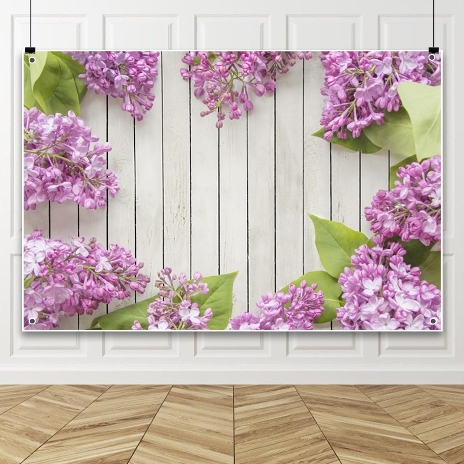 Amazon | Qinunipoto 背景布 藤の花 紫の花撮影布 2.5x1.8m ホワイト