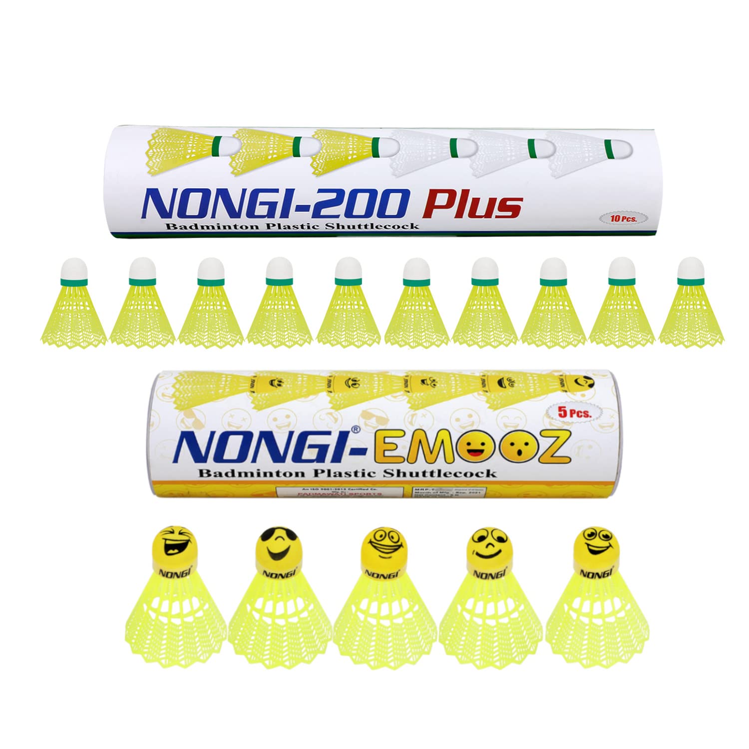 Badminton Plastic Shuttlecock Combo Pack of 15 shuttles (5 Emooz Plastic shuttles & 10 Yellow Plastic Shuttlecock) for Indoor, Outdoor Badminton Sports Speed - Medium 79 (B09XKHLD46) Amazon Price History, Amazon Price Tracker
