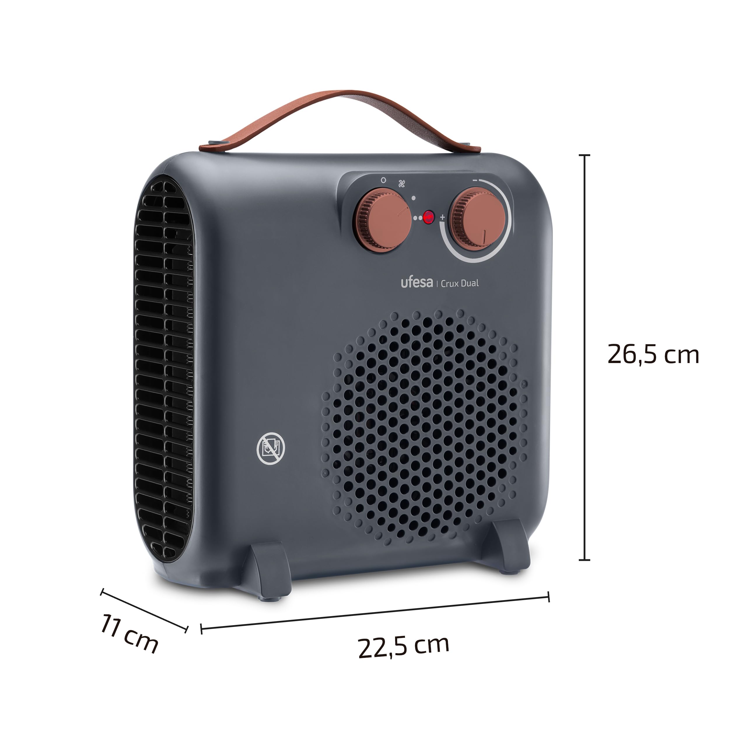 Ufesa Crux Dual Heater 2000 W, 3 poziomy mocy, regulowany termostat, zastosowanie płaskie i pionowe, funkcja wentylacji, szary