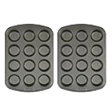 Nonstick Steel 12-Cup Muffin Pan, Gray, Set of 2