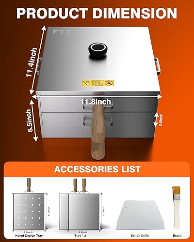 Miniatura 6 de PYY Vaporizador de rollo de fideos de arroz de 2 capas, diseño de acero inoxidable abierto, mango acrílico y bandeja de vapor a juego, para