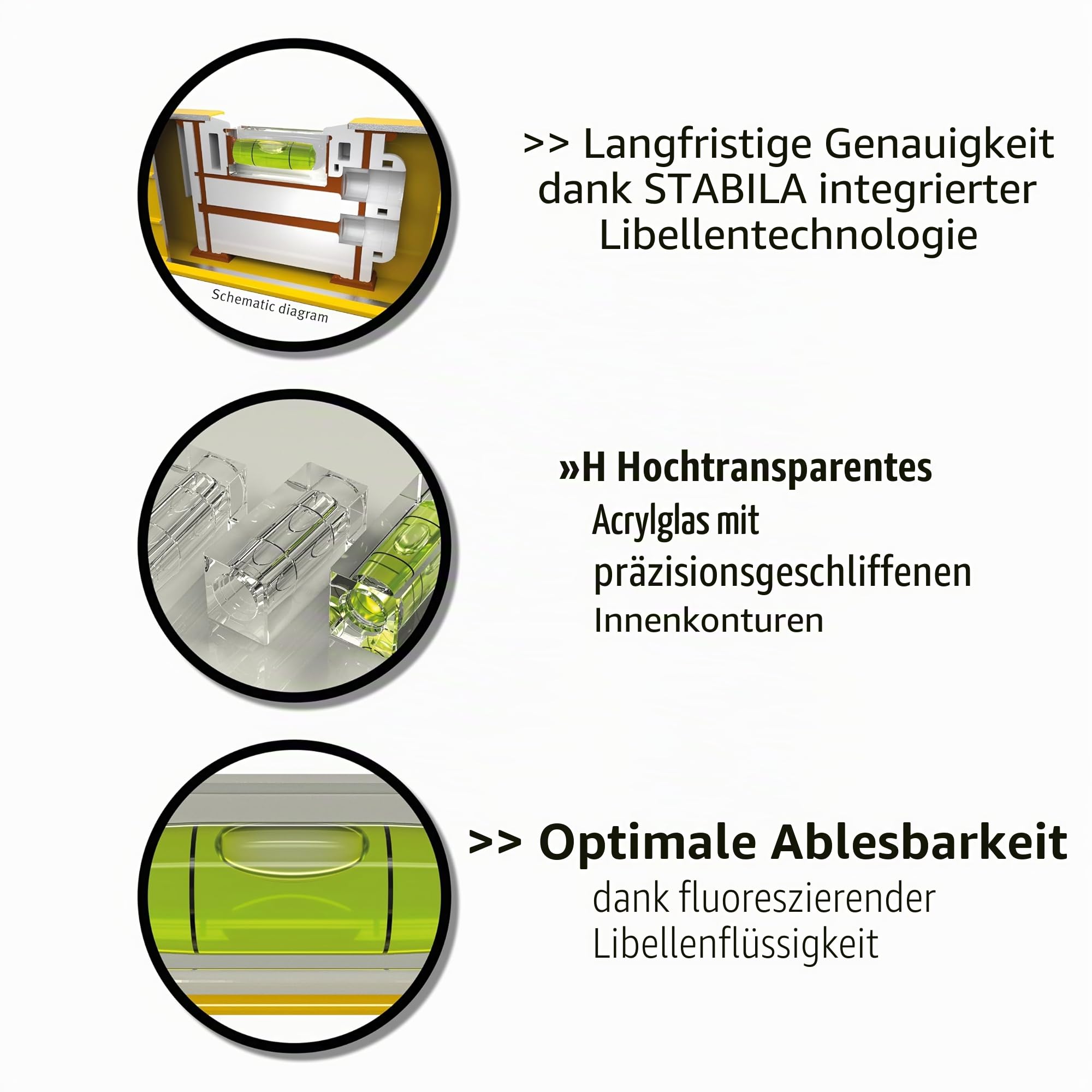 STABILA Wasserwaage Type 80 AS-2, 60 cm, verstärktes Alu-Profil, 1 Horizontal-Libelle, 2 Vertikal-Libellen, integrierte Rutsch-Stopper, Made in Germany