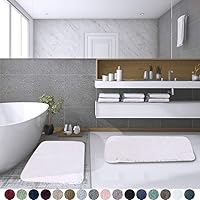 Vista 3 de Walensee Shaggy - Juego de 2 alfombras de baño (20 x 32 pulgadas, color blanco) – Lavable a máquina, absorbentes, antideslizantes, alfombras