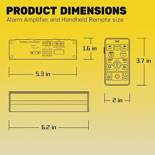 Miniatura 7 de Sistema PA de sirena de emergencia de 200 W, 12 V, 20 tonos, bocina delgada con control remoto inalámbrico de mano y micrófono para vehículos de