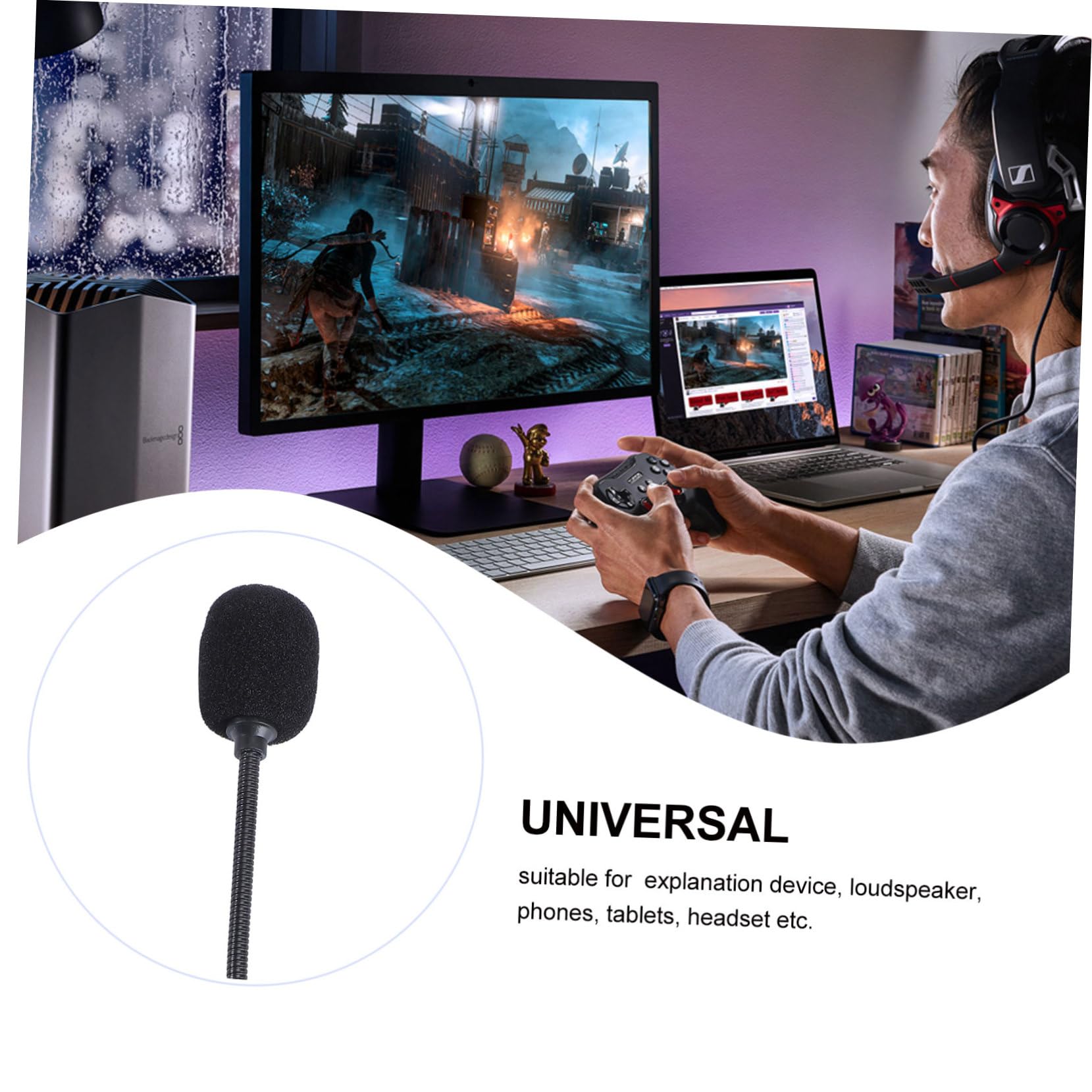 Sosoport 3pcs Portable Small Microphone for Phones Computers Straight Cutting Design Mono Stereo Sound Durable Materials for Home Office Meetings