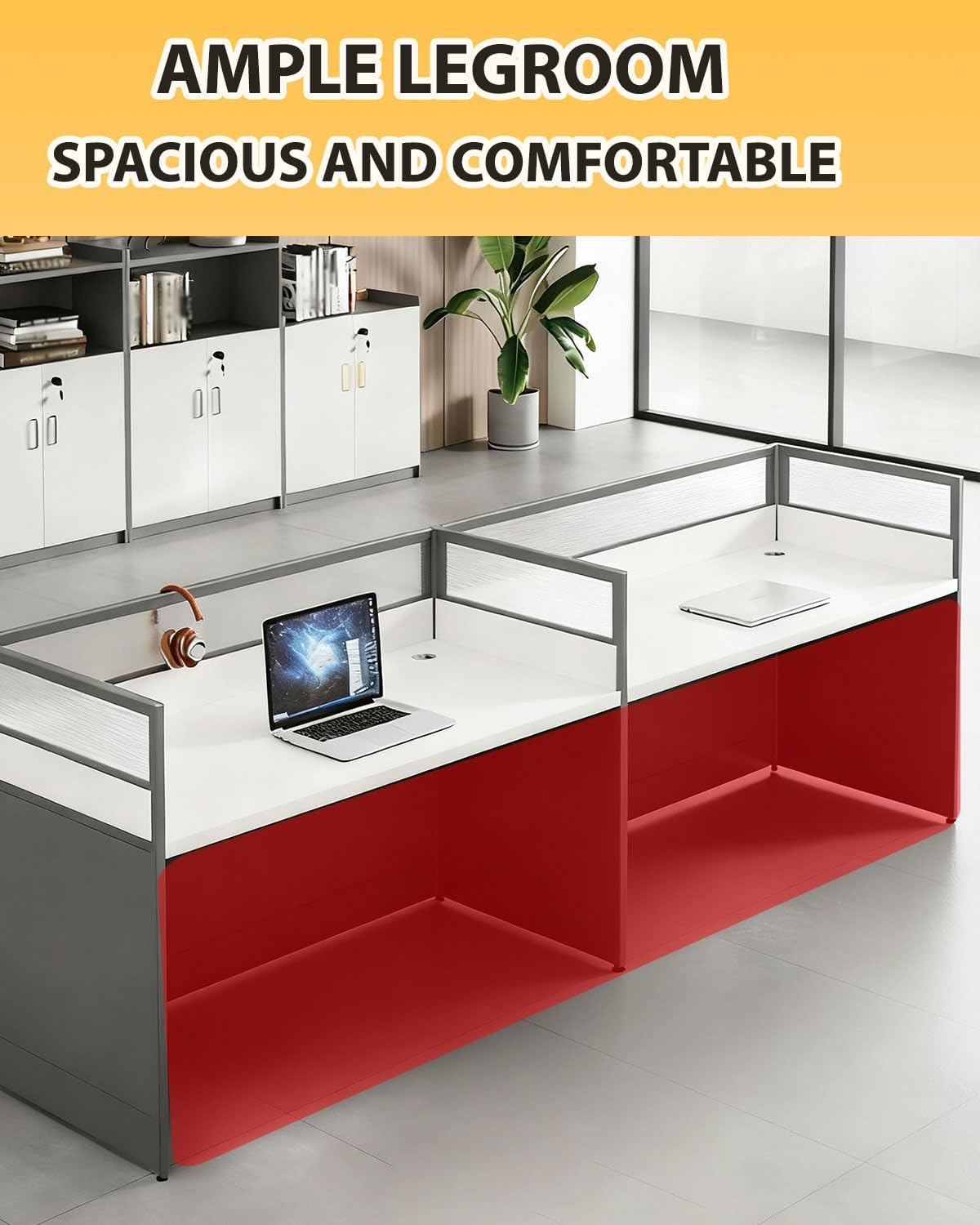 Office Cubicle Desk, Office Cubicle Workstation, Cubicles Desk With Mute Privacy Panels, Offices Cubicles Workstation Computer Table With Cable, For Home/Offices Commercial Workspace, Black 2-Person-F