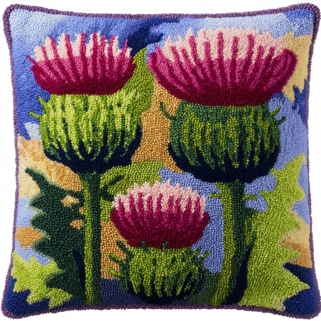 WallustrioaW Latch Hook Cushion Kits for Adults,Beautiful Artichoke Flower