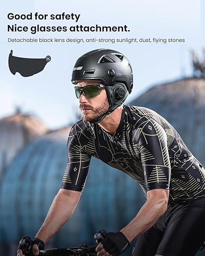 Miniatura 7 de ILM Casco de bicicleta inteligente para adultos con sensor G automático, señal de giro y advertencia de freno, control de luz LED, casco de ciclismo
