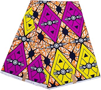 BintaRealwax 100% Polyester Ankara Real Wax 6 Yards African Fabric for Party Dress FP6406