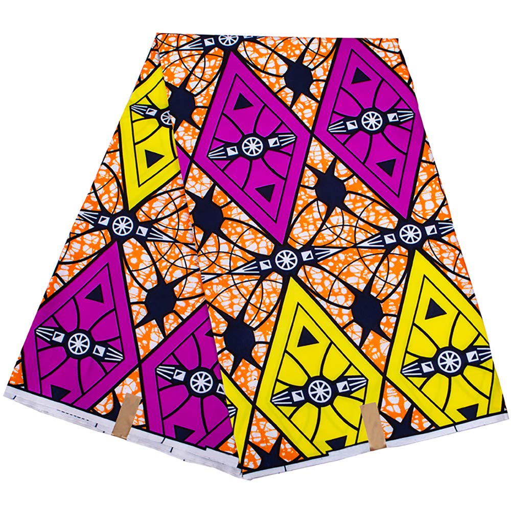 BintaRealwax 100% Polyester Ankara Real Wax 6 Yards African Fabric for Party Dress FP6406
