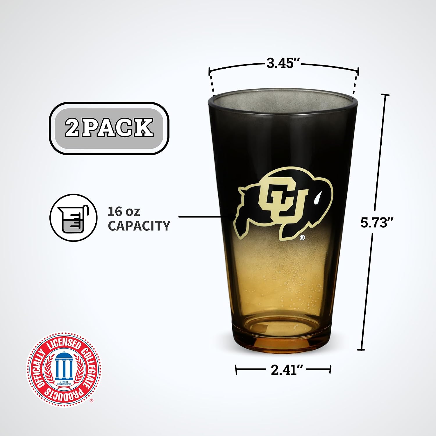 The Memory Company Officially Licensed NCAA 2-Pack 16oz Ombre Pint Glass Set Team Logo Barware Collection for Game Day Celebrations and Home Bar
