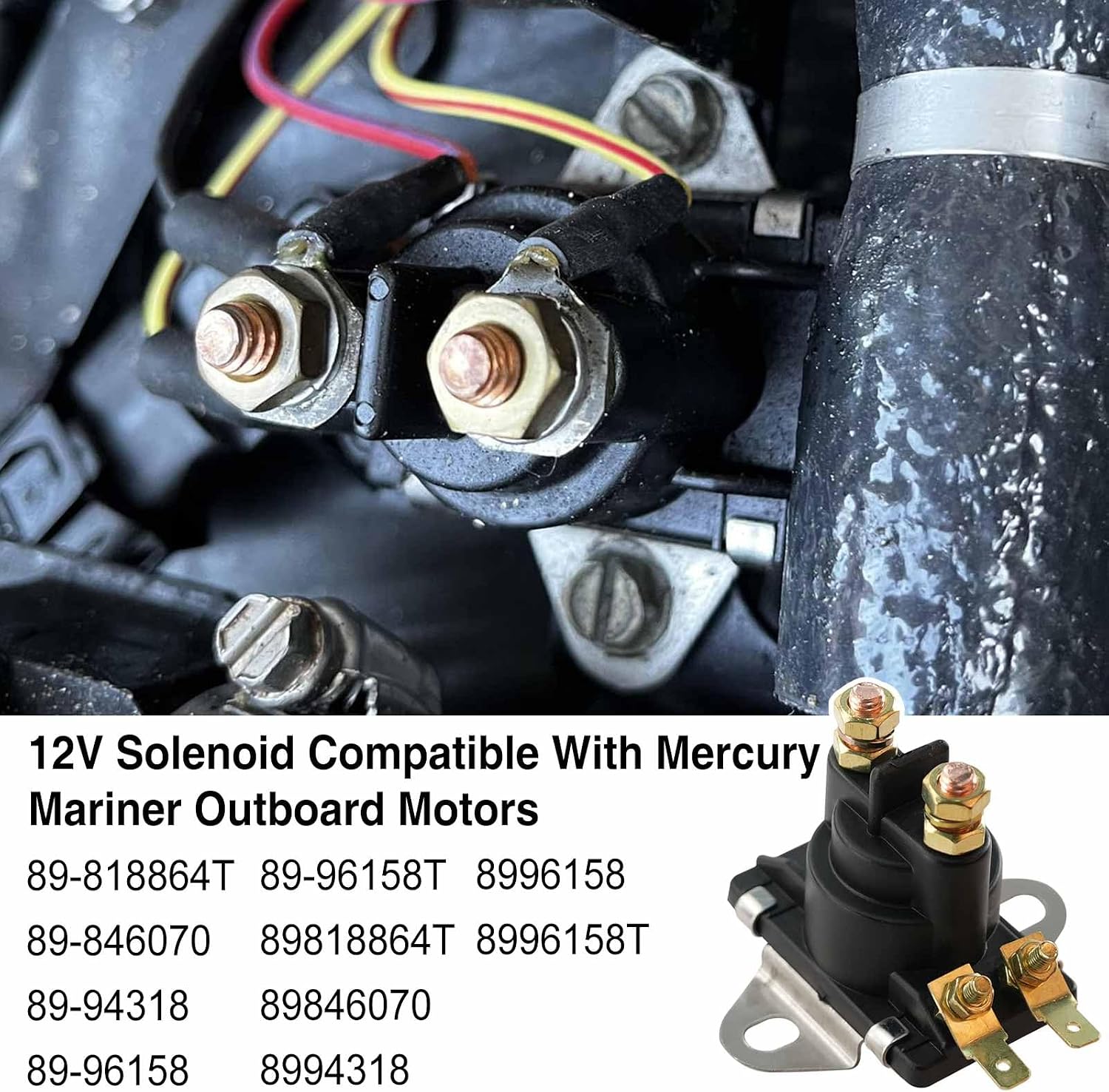 12V Starter Power Trim Solenoid Tilt Trim Solenoid Compatible with Me-rcury Mariner Mercruiser Outboard Motor 35 HP-275 HP 89-96158T 89-846070 89-94318 89-818864T