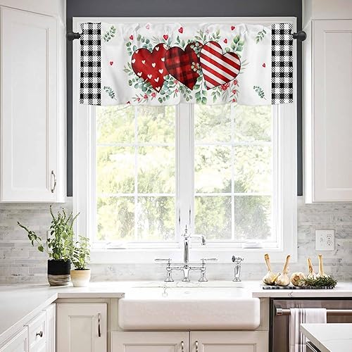 Miniatura 2 de LOVE Cenefa de cortina de cocina, festividad, Navidad, vacaciones, cenefa con bolsillo para cortinero para ventanas, sala de estar, dormitorio,