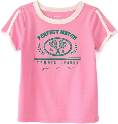 Carter's Girl Graphic Top | Soft Breathable Fabric | Comfortable Casual Everyday Wear Shirt for Toddlers | Perfect Match f...