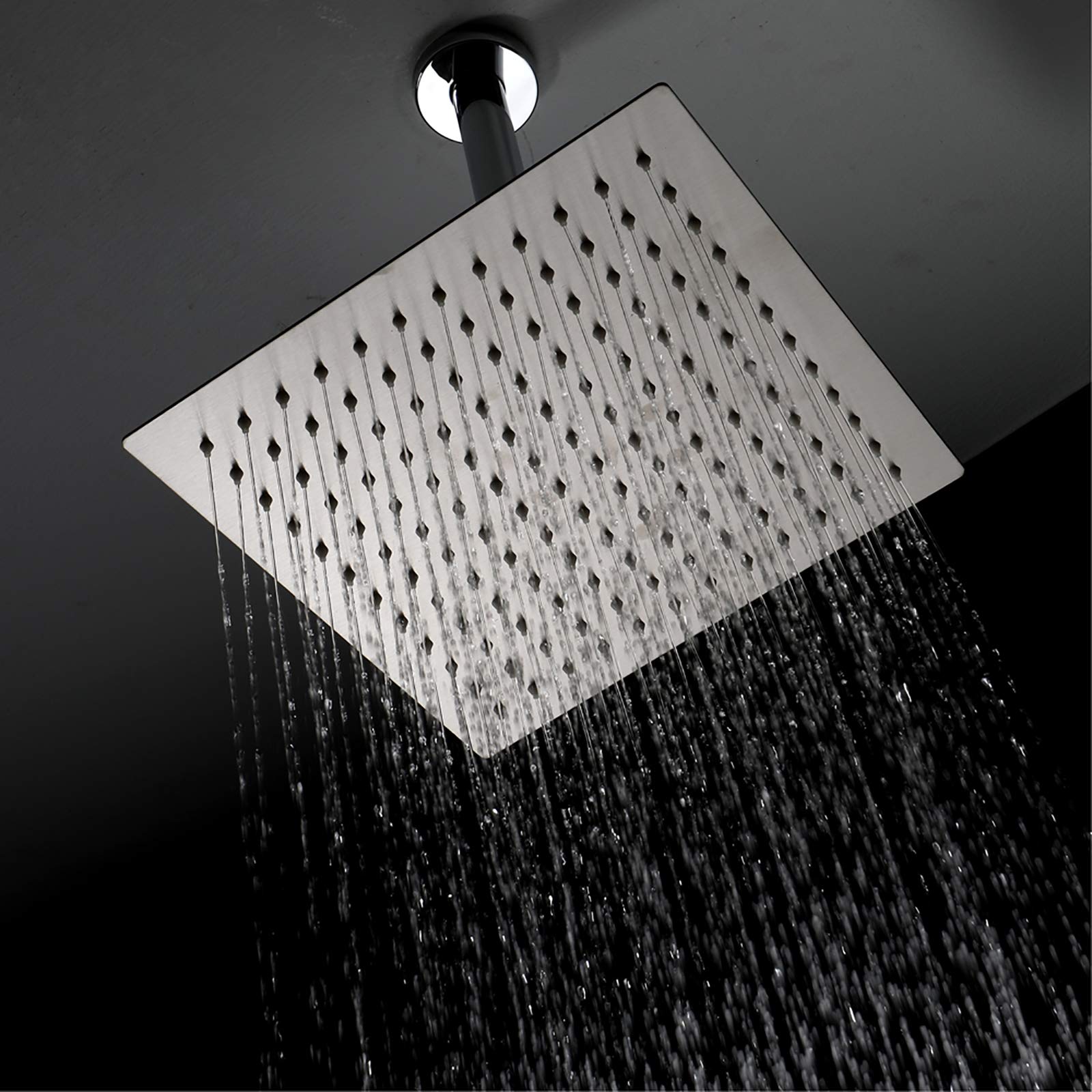 Duchas de Mano Cabezales Cromados Cuadrados Acero Inoxidable 304 Lluvia Grande Alta Presión Cabezal de Ducha Fijo Ultrafino Rosca Universal G1/2 I Araña