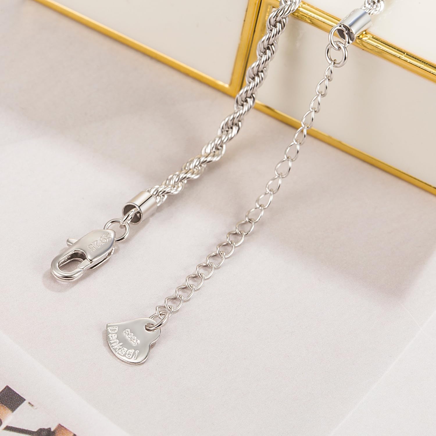 Dankadi 925 Sterling Silver Anklets Bracelet Women/Men Waterproof Simple Durable Chopin Chain/Cuban Link/Figaro/Box/Twist Rope Chain For Beach Foot Jewelry Gift