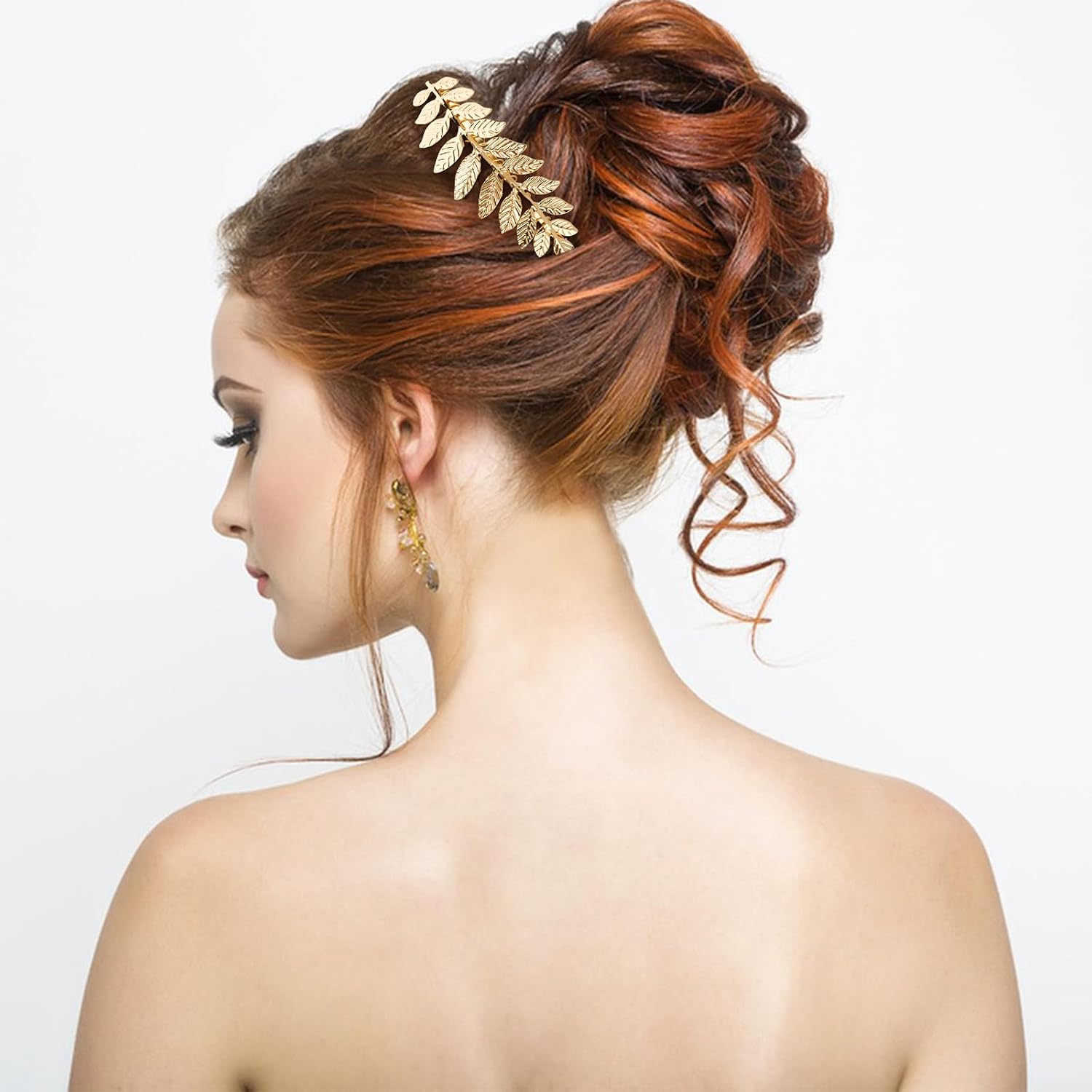 Jaciya Leaf Hair Comb Gold Hair Accessories Metal Hair Combs Rhinestone Flower Hair Side Combs Wedding Bridal Jewelry Hair Clips for Women Girls