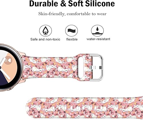 Miniatura 9 de DOO UC Correa de silicona floral de Navidad de 0.787 pulgadas compatible con Samsung Watch Active 2 de 1.575 pulgadas, 1.654 pulgadas, correa de