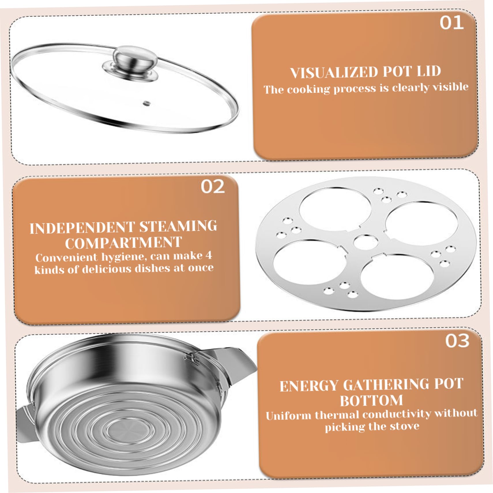 Huevo Poacher Maker de huevos escalfado de acero inoxidable con 4 tazas, olla de olla multipropósito antiadher