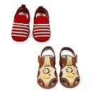 Coolz Kids Chu-Chu Sound Musical Sandals and Shoes Combo (2 Pairs) for Baby Boys and Girls (Red and Brown, UK Footwear Size System, Toddler, Age, Medium, 12 Months) gallery image