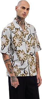 SNITCH Cuban Collar Off White Floral Box Fit Shirt Price In India
