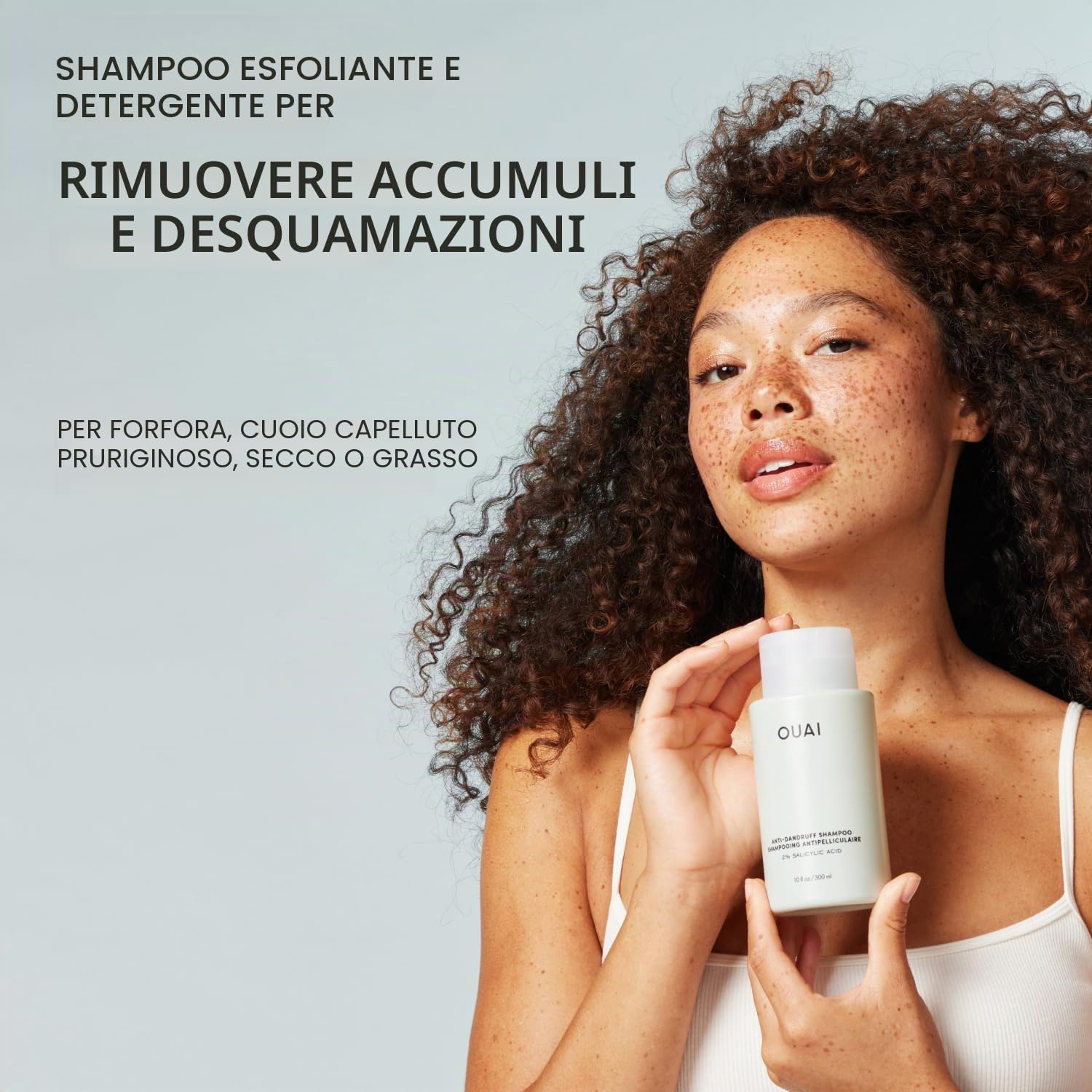 OUAI Anti-Dandruff Shampoo - Shampoo Antiforfora con Acido Salicilico per Cute Secca, Prurito e Desquamazione - Riduce Prurito e Irritazione - Senza Solfati - 300 ml