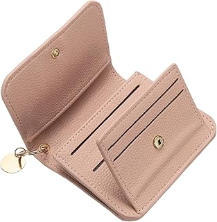 Cartera de cuero con tarjetero minimalista con bolsillo frontal para mujeres y hombres, regalo en cumpleaños, Acción de Gracias, color rosa, Pink