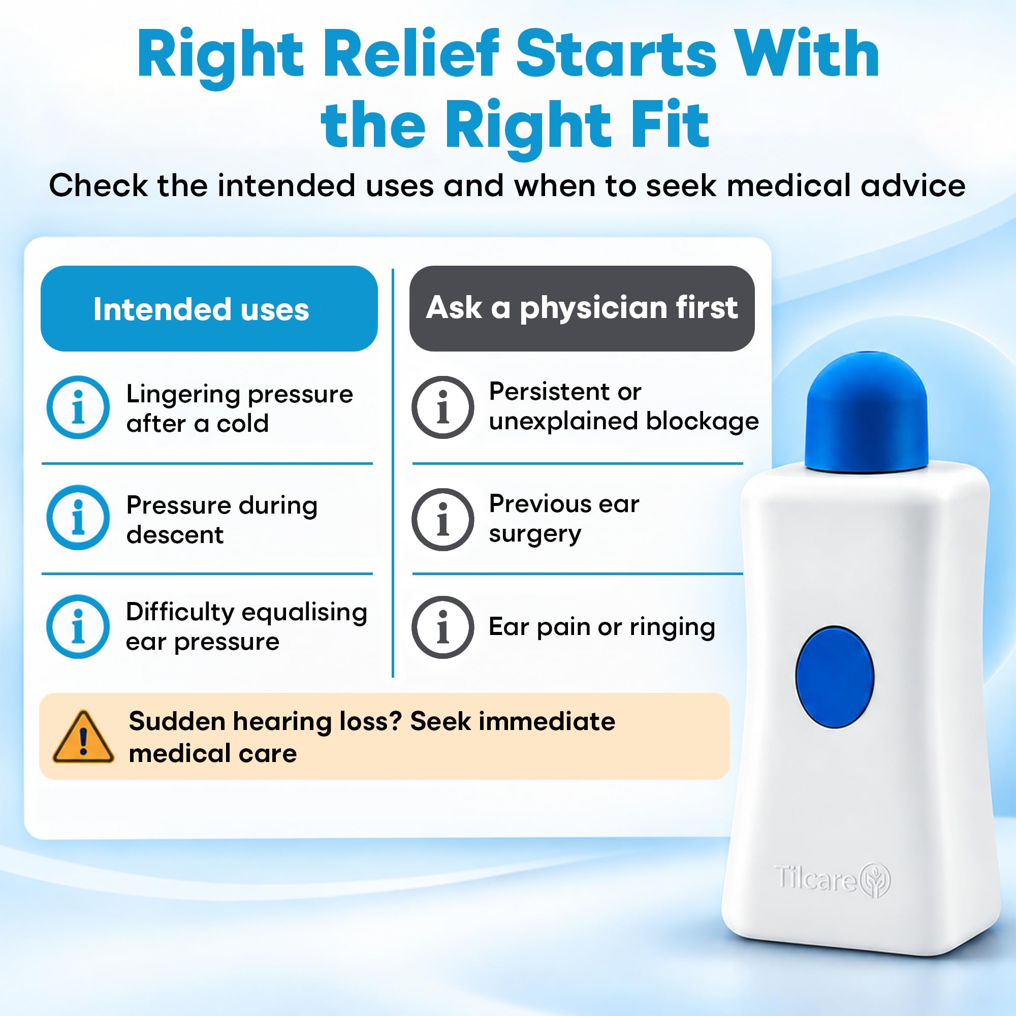 Ear Pressure Relief Device by Tilcare: Electric Ear Popper & Eustachian Tube Unclogger for Flying and Colds, USB-C, 3 Tips — Amazon image 8