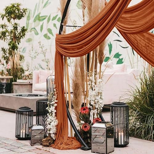 Miniatura 5 de Wedding Arch Draping Fabric 1 Panel 30'' x 18FT Terracotta Sheer Chiffon Arch Drapery for Photo Booth Bridal Shower Baby Shower Church Decor Newborn