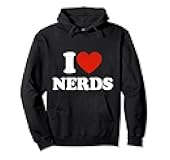 Womens I Love Nerds Outfit Distressed I Heart Nerds Pullover Hoodie