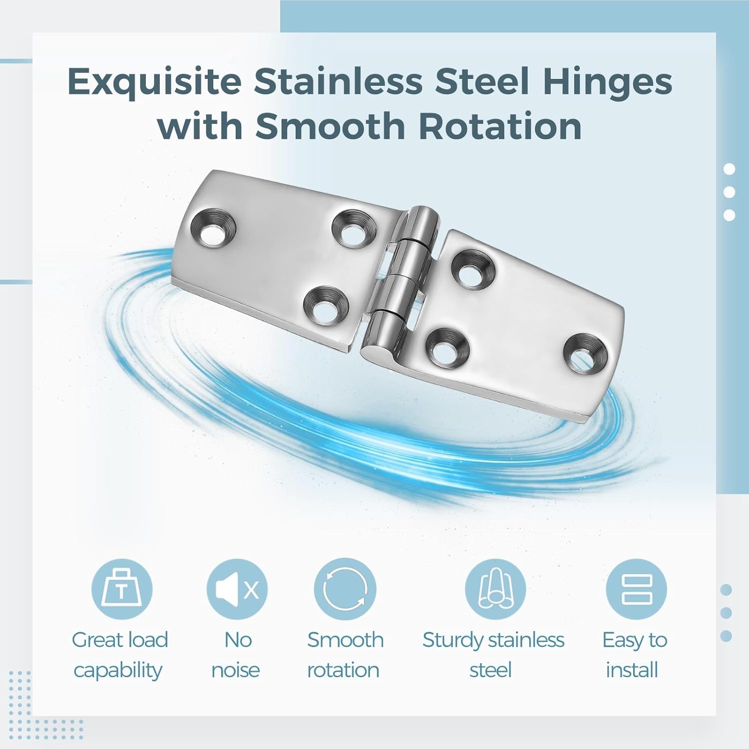 Generic with Screws, 4 Pcs Heavy Duty Boat Hatch Hinges, 316 Stainless Steel Marine Grade 4 X 1.5 Inches Casting Cabinet Door Boat Hinges