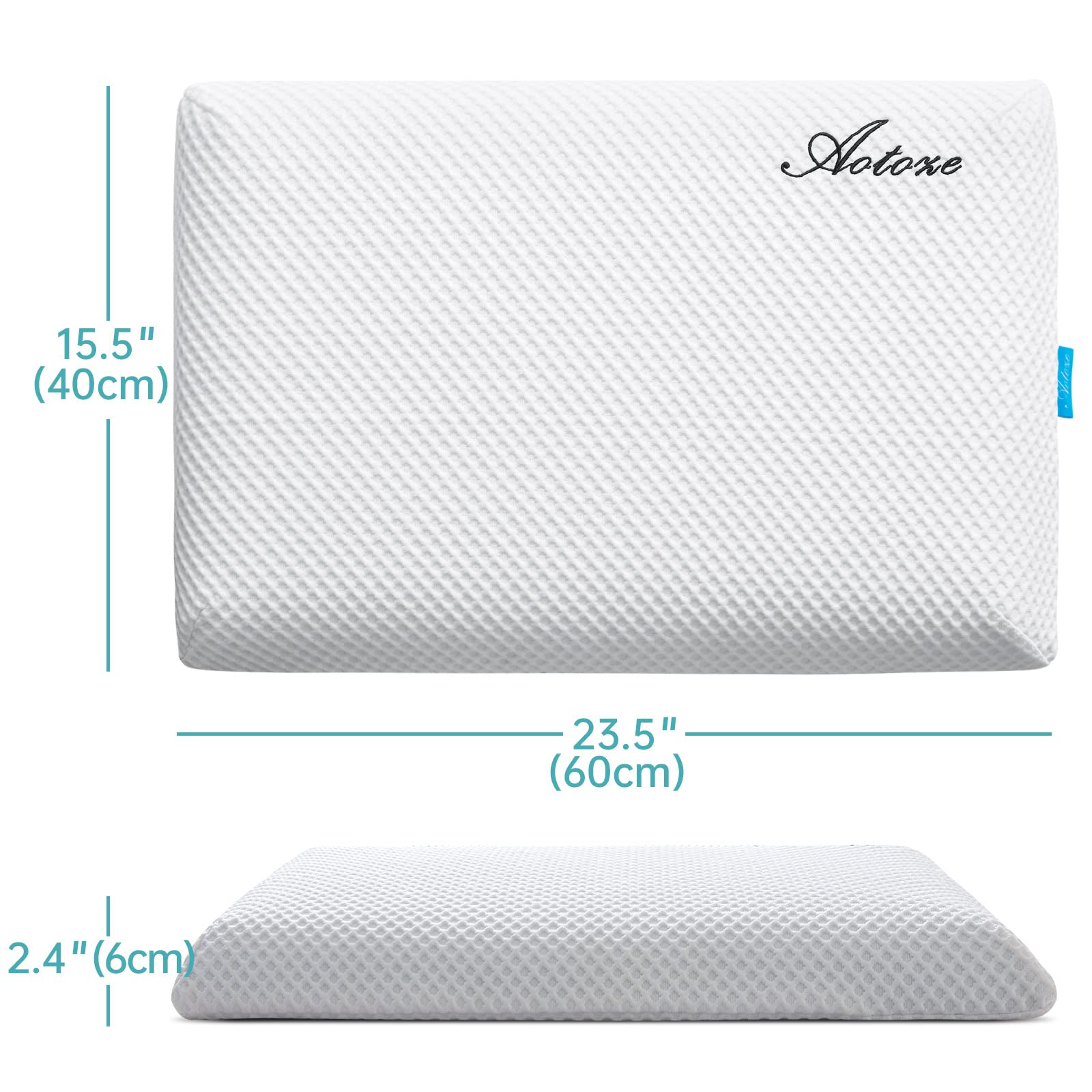Coussin pour dormir sur le ventre | Oreiller plat anti-ronflements | Coussin en mousse à mémoire de forme - 60 x 40 x 6 cm