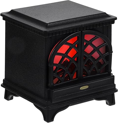 LUOZZY Chimenea de casa de muñecas 112 con luz LED, accesorios para muebles de casa de muñecas en miniatura, color negro