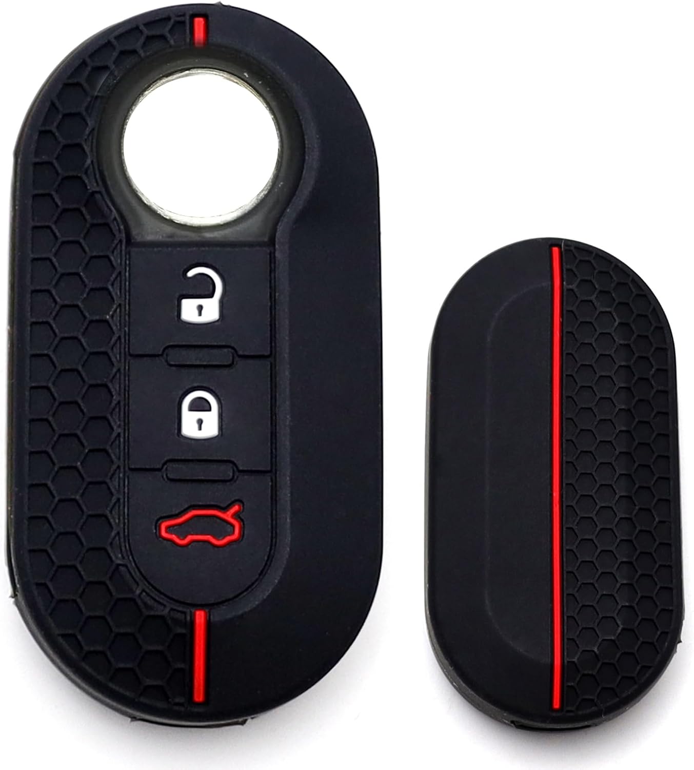 iJDMTOY Silicone Key Fob Cover for Fiat 2007-2020 500/500X/500L/Abarth