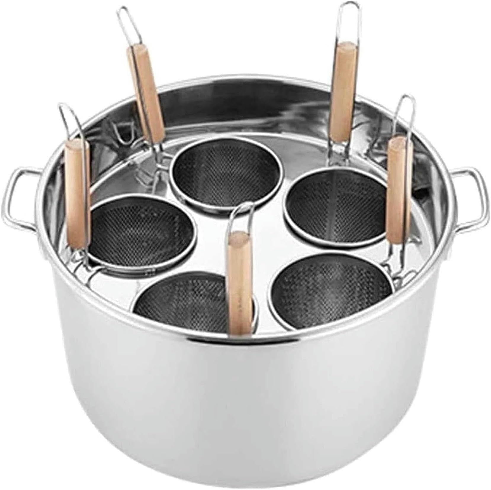 Pentola Multifunzionale per zuppa con colino, utensile per Cucinare la Pasta con cestelli per colino, pentole per Pasta, Set di Inserti per cuocipasta a 3/4/5 Fori, con divisore e colino, PE