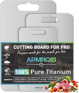 APMRQIB 100% Pure Titanium Cutting Board Set of 3 - Double-Sided, Non-Toxic, Dishwasher Safe, Durable Kitchen Boards
