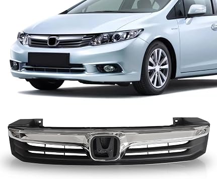 Front Mesh Black W/Chrome Grill For 2012 Honda Civic Bumper Grille Assembly HO1200206 HO1210139