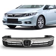 Front Mesh Black W/Chrome Grill For 2012 Honda Civic Bumper Grille Assembly HO1200206 HO1210139
