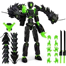 8inch T13 Assembly Completed Action Figure Set,T13 Multi-Jointed Movable There is a 3D Printed Dragon on his Body,for Collectors Desktop Decorations t-13 Movability 3D Printed Toys Black Green