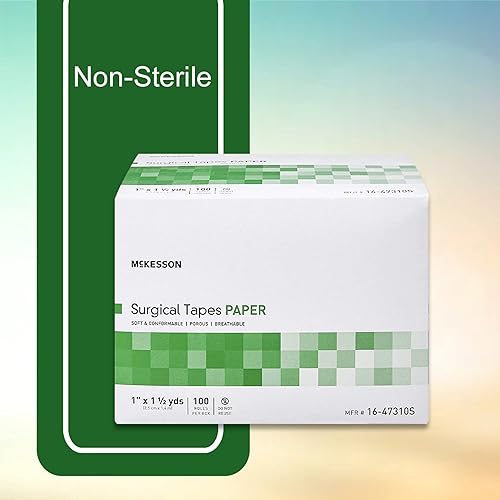 Miniatura 7 de McKesson Cintas quirúrgicas, no estériles, de papel, transpirable, 1 pulgada x 1 12 yardas, 100 rollos, 8 paquetes, 800 en total