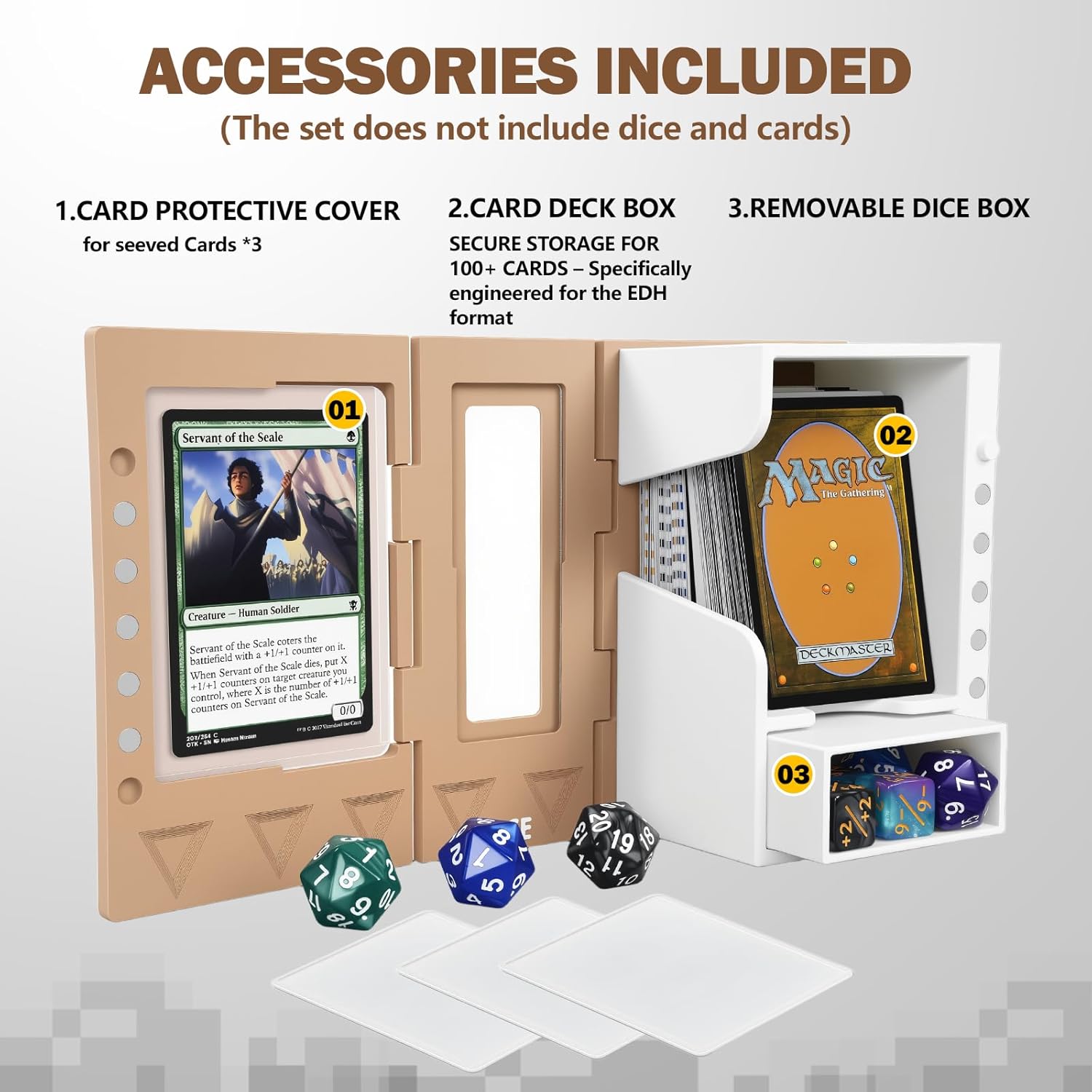 MTG Deck Box with Commander Window Display Spell Tome Deck Box - Unique Book Style Card Case with Command Zone Top Loader Slot, Dice Storage & Life Counter Tray - Holds 100+ Sleeved Cards for MTG