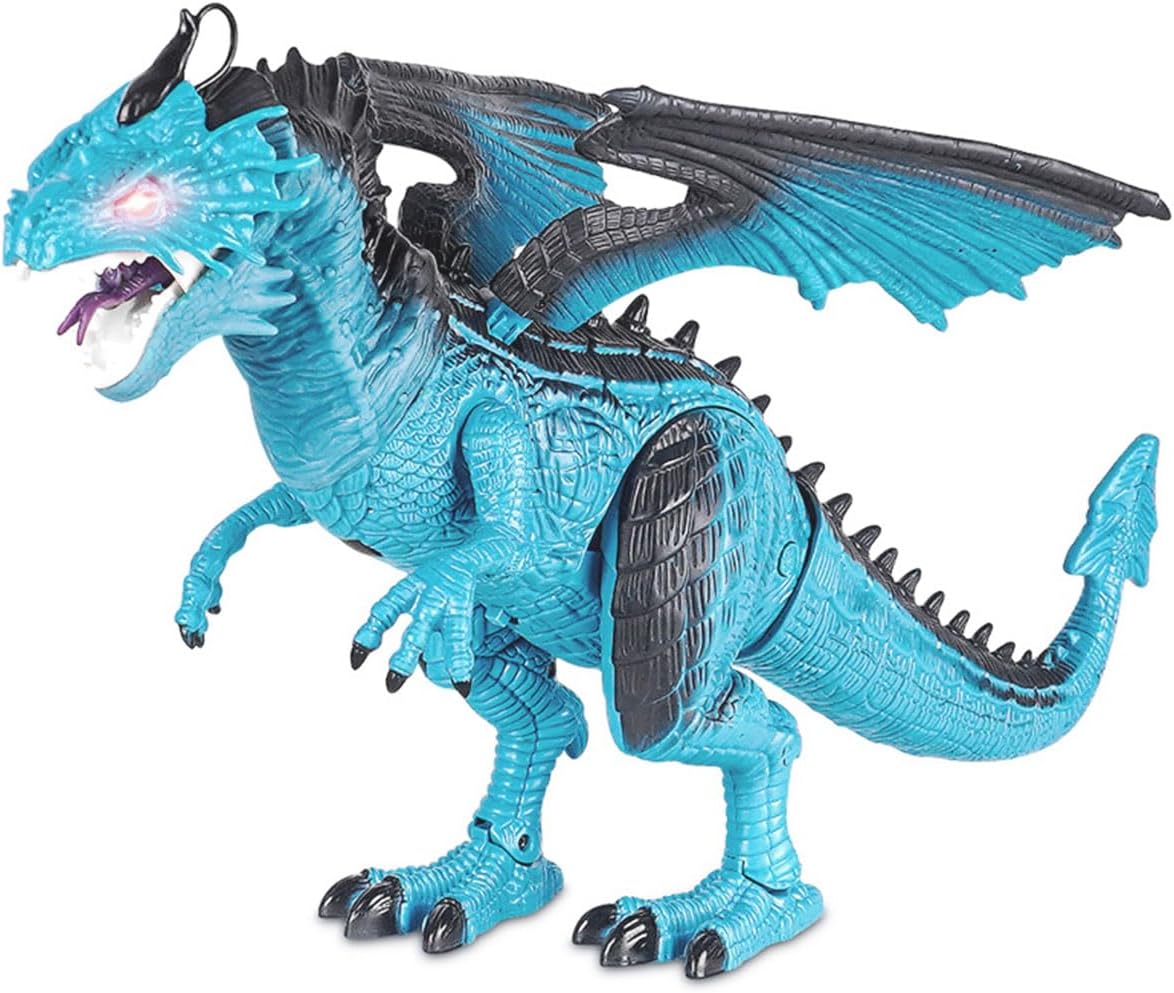 Fire Dinosaur Dragon Planet Remote Control R/C Walking Dinosaur Toy With Breathing Smoke, Shaking Head, Light Up Eyes And Sounds | ICED DRAGON |