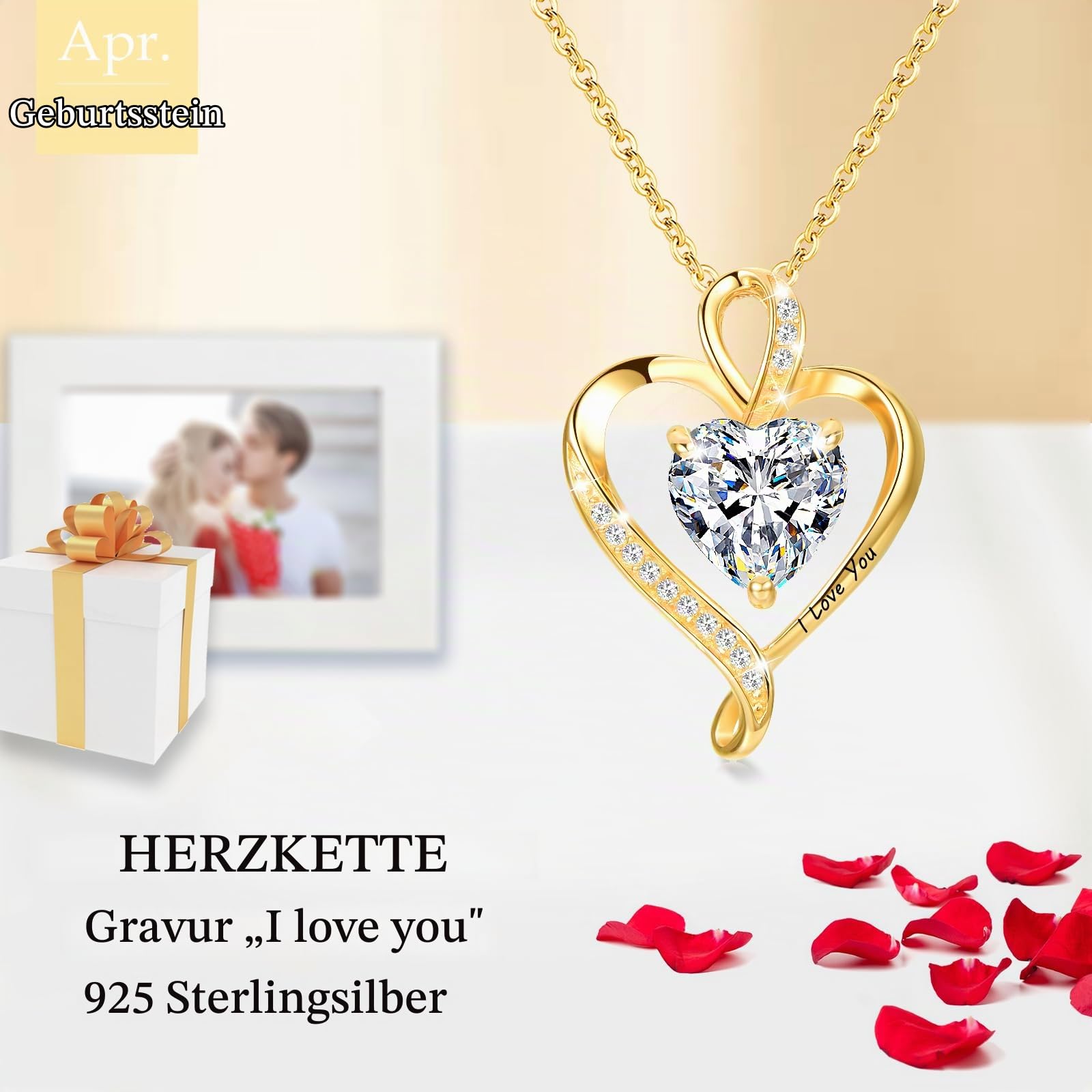 LAVUMO Herz Kette Damen I love you Halskette Schmuck Geschenke für Frauen