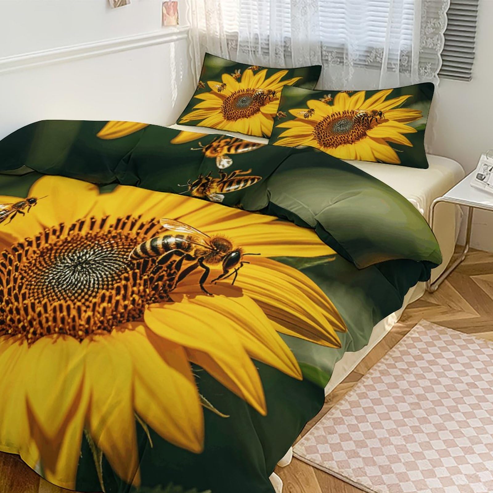 Parure de lit 3 pièces pour grand lit éliminant le froid nocturne avec style floral