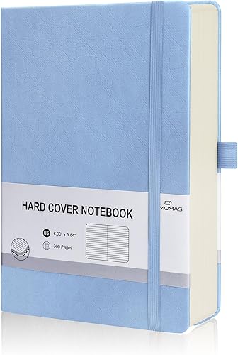 Cuaderno rayado para diario, 360 páginas, tamaño de 9.8 x 6.9 pulgadas, papel grueso de 2.95 ozyd (100 gm), tapa dura, paquete de 1, azul cielo